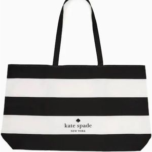 NWT Kate Spade large canvas black and white striped tote